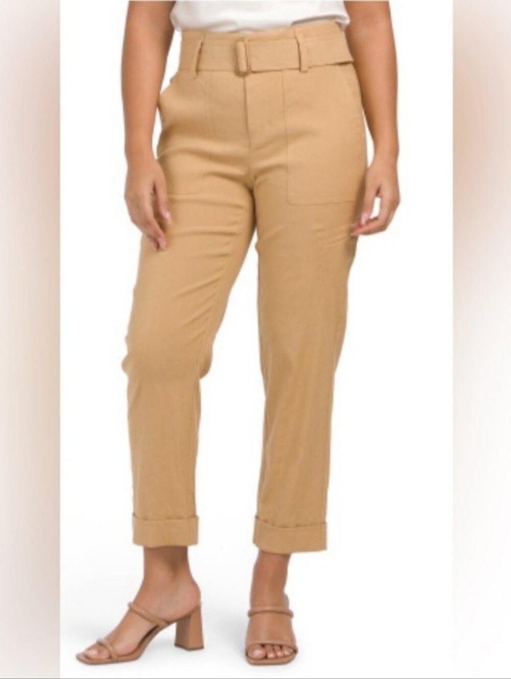 Vince Jute Tan Cropped Cuffed Utility Ankle Pant Size Medium NEW NWT